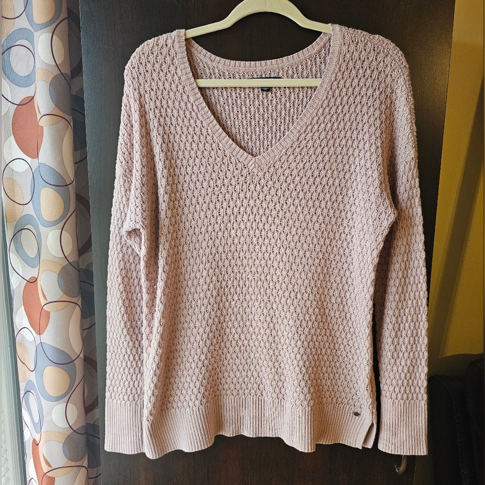 American Eagle Outfitters Dusty Pink V-Neck Knit Sweater